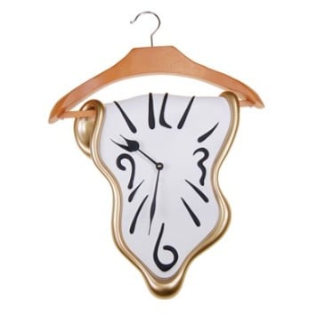 Wall clock in the shape of a hanger