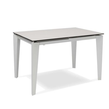Rectangular Ceramic Table 2 Extendable from 120 cm to 170 cm, with Glass and Ceramic Top, Available in Three Finishes