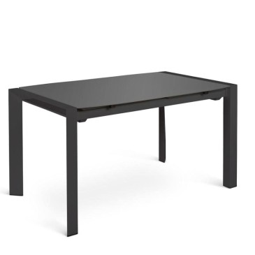 Extendable Modem Table with Metal Base and Tempered Glass Top, Available in Three Finishes