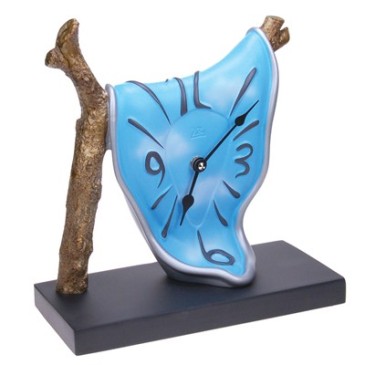 Horloge de table avec branche en résine décorée à la main, modèle Ramo