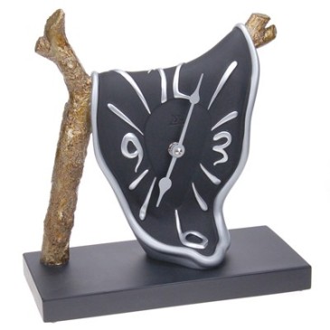 Table clock with hand-decorated resin branch, Ramo model