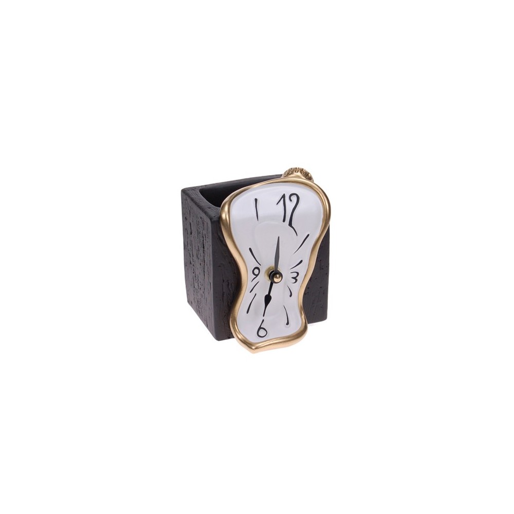 Horloge de table avec porte-crayon Figueras, blanc, bleu clair ou noir.