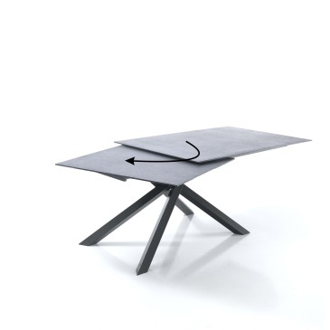 Shanghai extendable table by Tomasucci with rock finish glass top and matt black legs