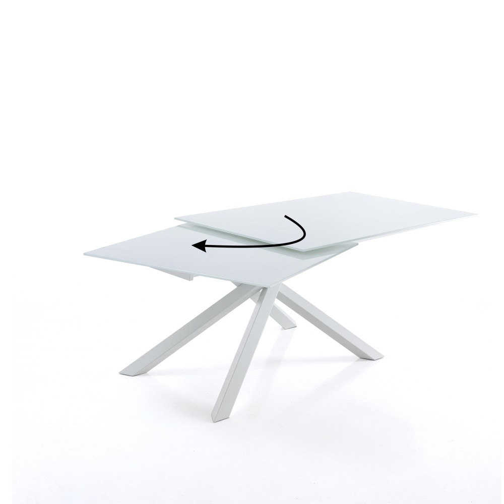 Shanghai extendable table by Tomasucci with swivel glass top.