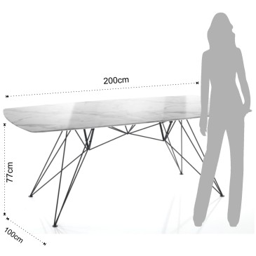 Table fixe Spillo de Tomasucci avec plateau effet marbre calacatta