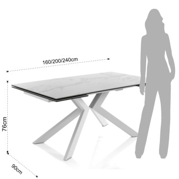 Tips Evolution extendable table with ceramic glass top