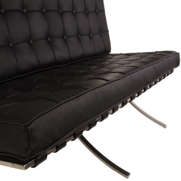 Neuauflage des 2-Sitzer Barcelona Sofa Ludwig Mies van der Rohe aus echtem italienischem Leder