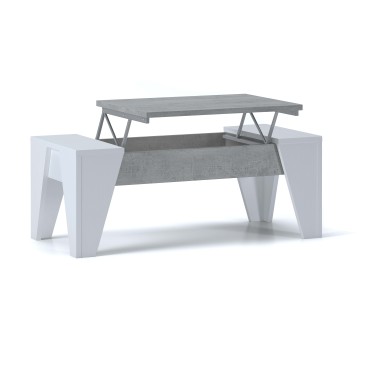 Table de salon James de Tomasucci avec compartiment de rangement inclinable disponible en deux finitions différentes