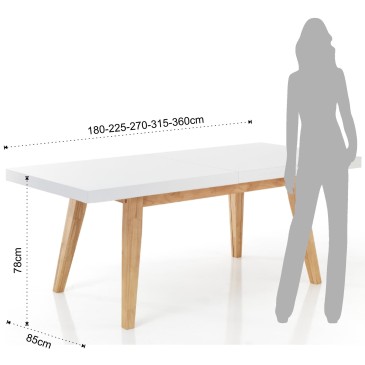 Table extensible Joker entièrement en bois massif.