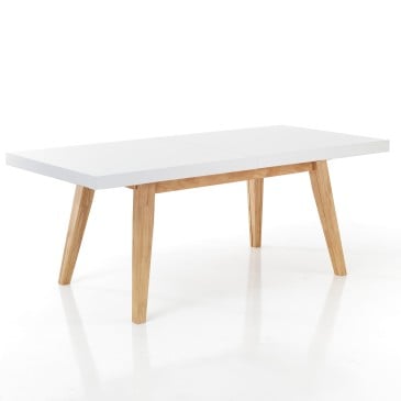 Joker extendable table by Tomasucci made entirely of solid wood with central leg inside the structure