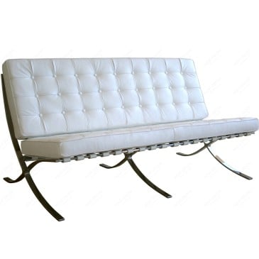 Reedición del sofá de 2 plazas Ludwig Mies van der Rohe en piel auténtica italiana