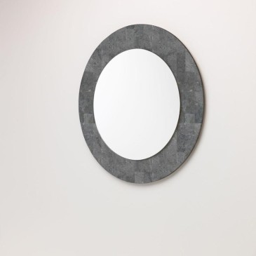 Palam mirror by Stones with marine plywood frame and covered in fossil stone