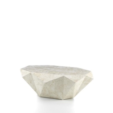 Τραπεζάκι σαλονιού Diamond Medium από κόντρα πλακέ θαλάσσης με επένδυση απολιθωμένης πέτρας