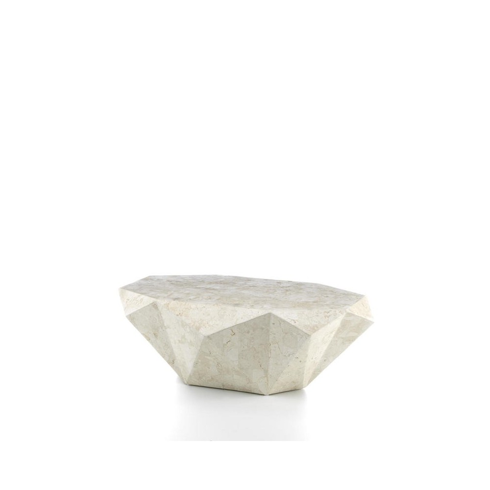 table de salon diamond medium stones agata blanche