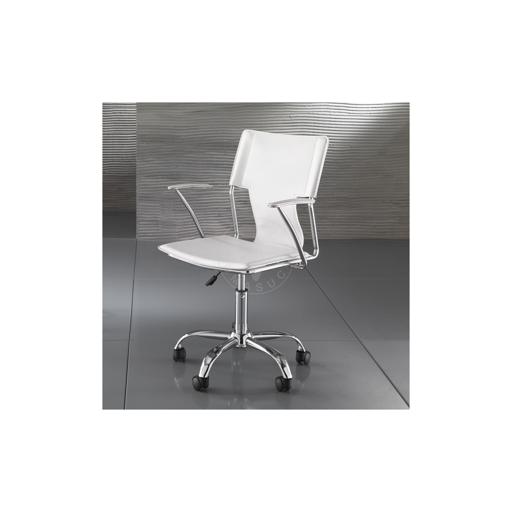 Lynx office armchair in chrome and upholstered leather