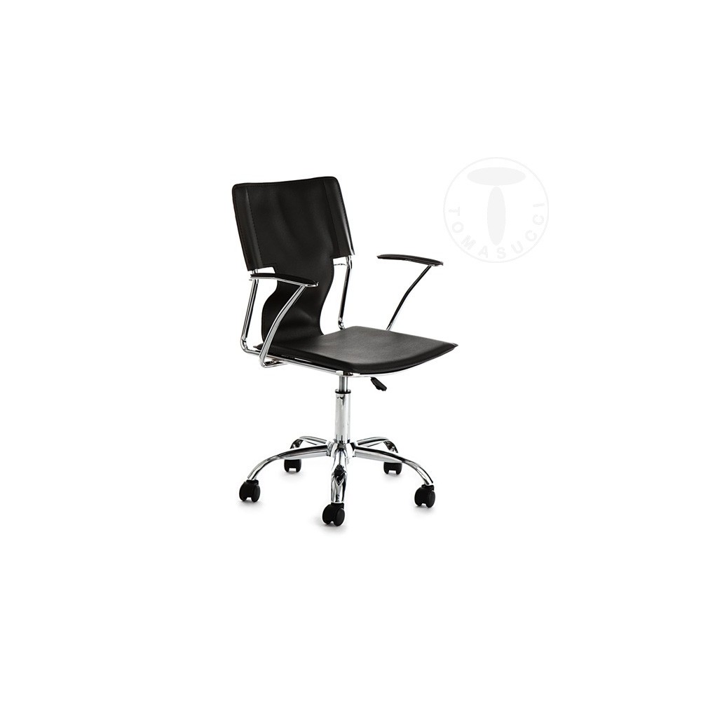 Lynx kontorlænestol krom og betrukket med sort eller hvidt læder.