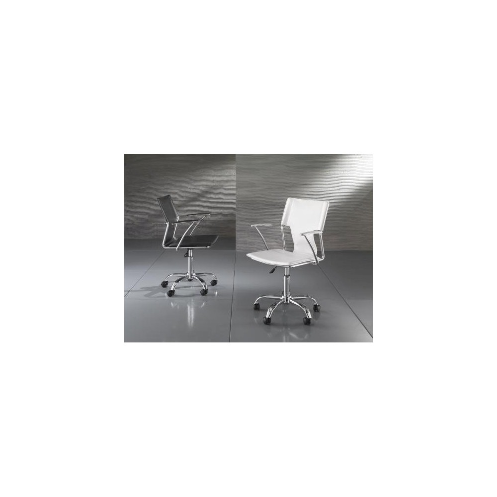 Lynx kontorlænestol krom og betrukket med sort eller hvidt læder.