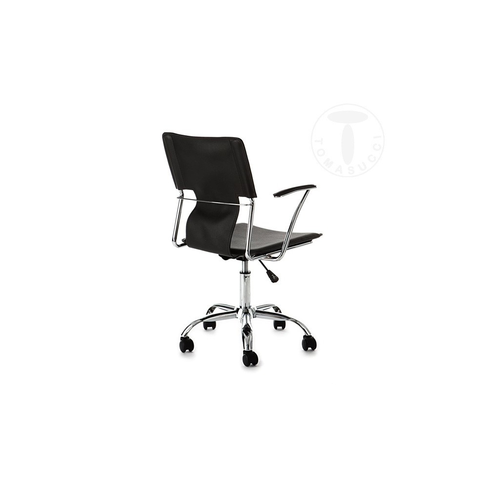 Πολυθρόνα γραφείου Lynx χρωμιωμένη και ντυμένη με μαύρο ή λευκό δέρμα