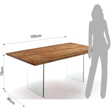 Float office desk in glass and wood for a unique design.