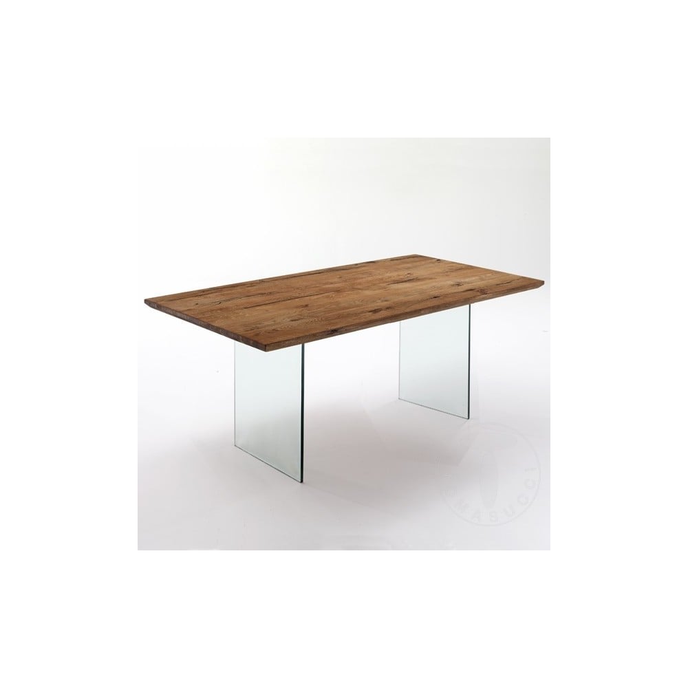 Float-Schreibtisch aus Glas und Holz für ein einzigartiges Design.