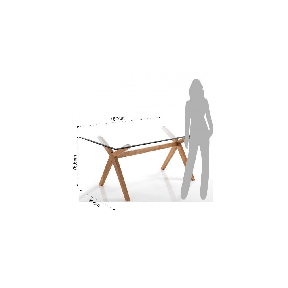 Kyra-x skrivebord fra Tomasucci i egetræ og glasplade