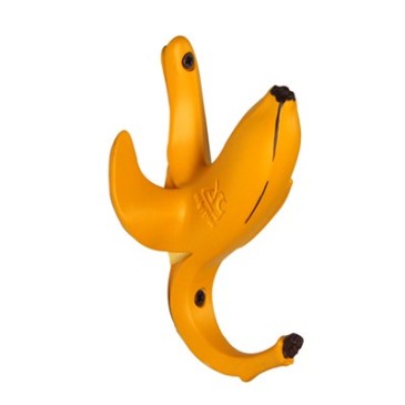 Wandhanger in de vorm van een gepelde banaan van hars