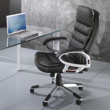 Master Office Sessel von Tomasucci mit Rollstruktur und bezogenem schwarzem Kunstleder