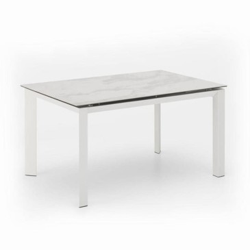 Account Extendable Table with Ceramic and Tempered Glass top.