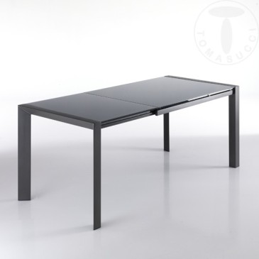 Valla udtræksbord med metalstel og glasplade