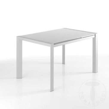 Valla utdragbart bord med metallstomme och glasskiva