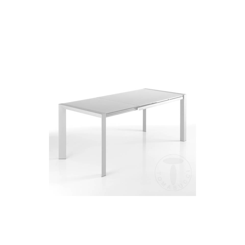 Valla uitschuifbare tafel met metalen frame en glazen blad