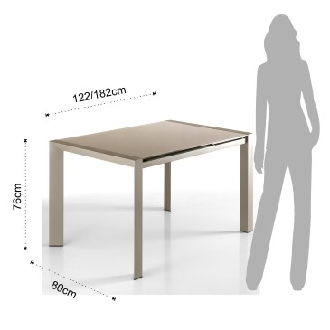 Valla udtræksbord med metalstel og glasplade