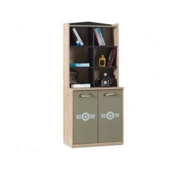 House bookcase, rustic and military style, suitable for children.