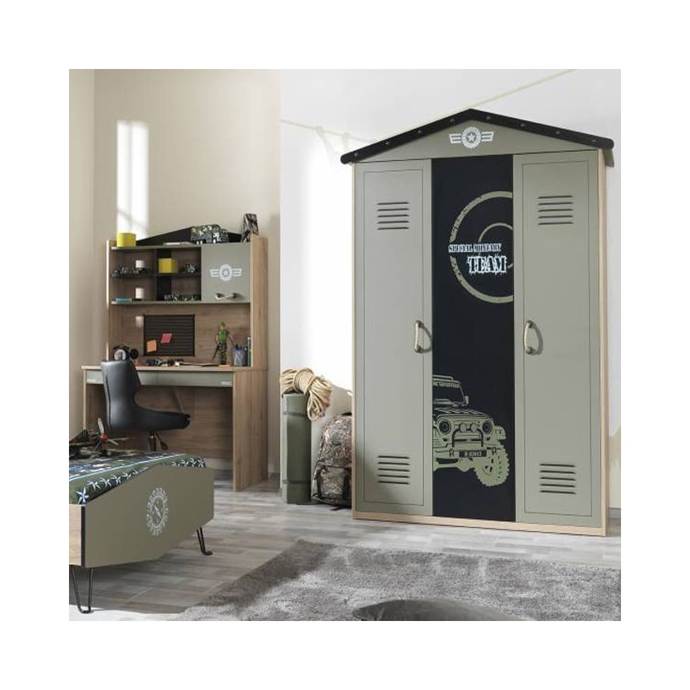 House-shaped wardrobe in Military style. For bedrooms