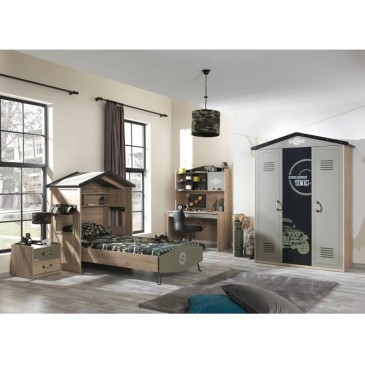 House-shaped wardrobe in Military style. For bedrooms