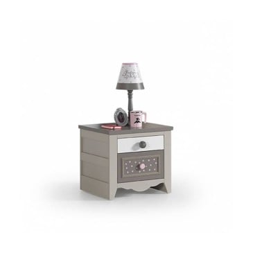 Pretty, suggestive and romantic bedside table with drawers, for girls