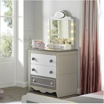 Pretty Dresser in Wood with Four Drawers, White Finish