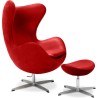 Re-edition of Egg footrest in wool or real Italian leather designed by Arne Jacobsen