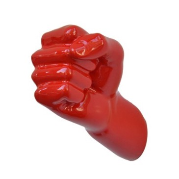 Hand closed wall hanger in the shape of a resin fist