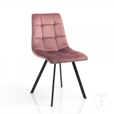 Juego de 4 sillas de diseño Tomasucci Toffee tapizadas en tejido efecto terciopelo en diferentes colores.