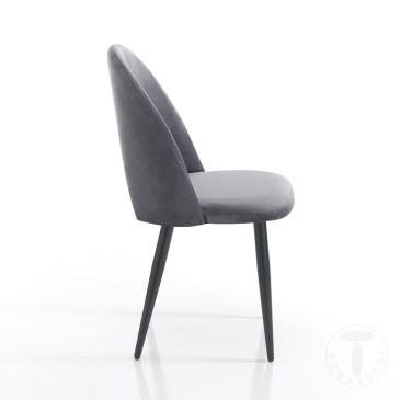 Tomasucci Nail set 4 sedie moderne rivestite in tessuto o in pelle sintetica in diversi colori e struttura in metallo nero