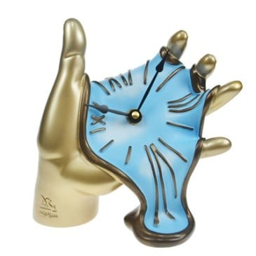 Hand table clock with loose dial in hand decorated resin