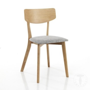 Tomasucci Varm set 2 sedie in legno massello rovere, noce e nero con rivestimento in tessuto lavabile