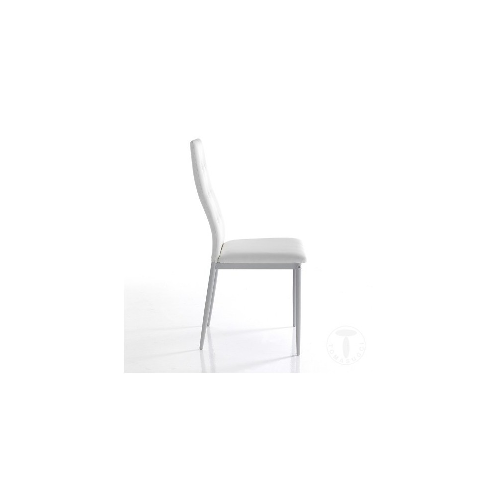 Nina chair by Tomasucci covered in white or gray synthetic leather