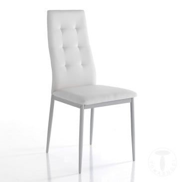 Conjunto de 4 cadeiras Tomasucci Nina modernas com estrutura metálica e estofamento em couro sintético