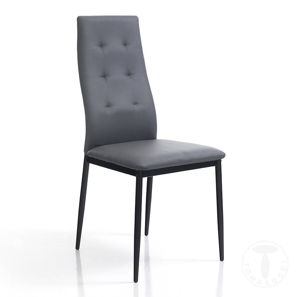 Nina stoel van Tomasucci bekleed met wit of grijs synthetisch leer