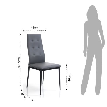 Nina stol från Tomasucci klädd i vitt eller grått syntetiskt läder