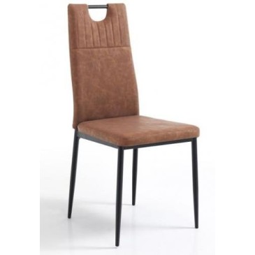 Conjunto Tomasicci Axandra de 4 cadeiras modernas com estrutura metálica e revestimento em couro sintético
