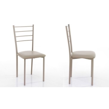 Tomasucci Just juego de 4 sillas modernas en metal y tapicería de cuero sintético