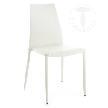 Tomasucci Lion -sarja, jossa on 4 design-tuolia, metallirakenne ja synteettisellä nahalla päällystetty